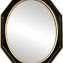Vintage Wall Mirror, Black Octagon Framed Mirror with Oval Center, Gothic Wall Decor for Bathroom Living Room Hallway Entryway Vanity, 13.5 x 16.5 Inch