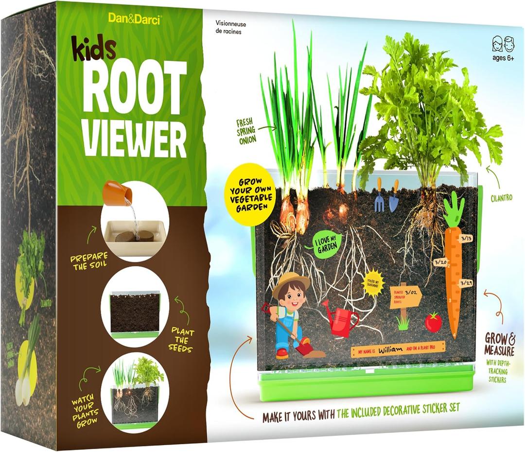 Dan&Darci Root Viewer Kit for Kids - Grow Your Own Plant for Boys & Girls Gifts - Science STEM Toy & Craft Growing Kits for Ages 4-8 Birthday Gifts for Boy, Girl 4, 5, 6, 7, 8, Year Old, 7.5 x 2 x 5.5 inches