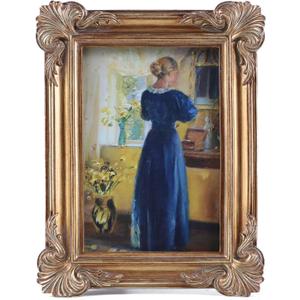 SIKOO 5x7 Vintage Picture Frames 5x7 Antique Ornate Picture Frame with Glass Front for Tabletop and Wall Hanging Vintage Wall Decor Gallery Wall Bronze Gold