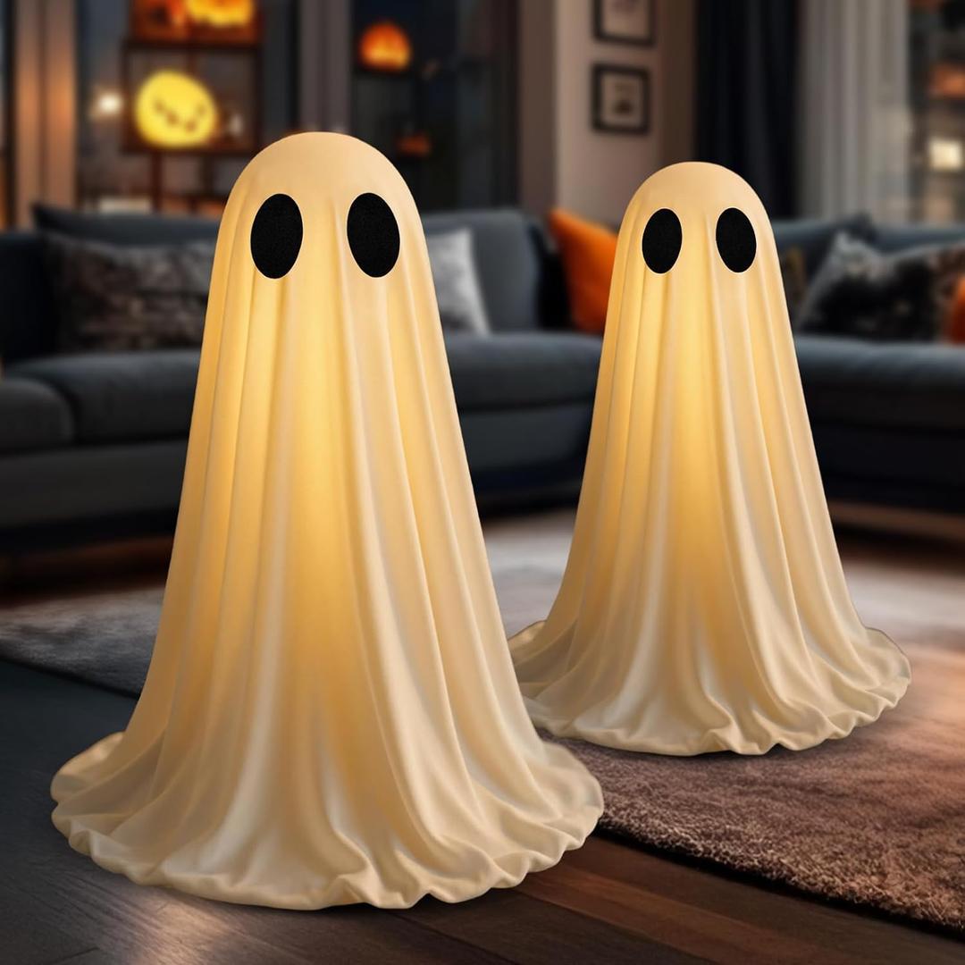 2Packs Halloween Decorations Ghost Kit - Halloween Party Decor with Upgraded Fabric and Timer Remote Control, Ideal for Outdoor Indoor Kitchen Room Office Home Fireplace