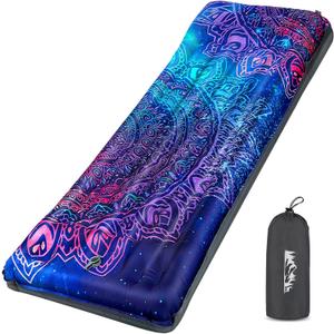 pickyNproud Camping Sleeping Pad Extra Thick 5 Inch Inflatable Camping Pad with Pillow Sleeping Mat Built-in Foot Pump Portable Lightweight Camping Air Mattress for Backpacking Hiking Tent