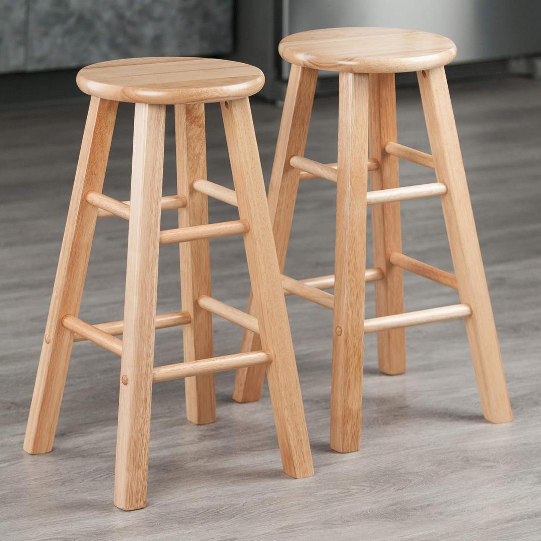 Winsome Element 2-Piece Counter Stool Set, Classic Backless Bar Chairs for Kitchen & Dining Room Seating, Timeless Essential Furniture for Home, Dorm, Apartments 24 In