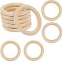 4 Inch Wooden Rings for Craft, 10Pack 100mm Diameter Unfinished Solid Wood Rings for Crafts, Nature Smooth Wood Rings for Macrame Craft, Pendant Connectors and Jewelry Making