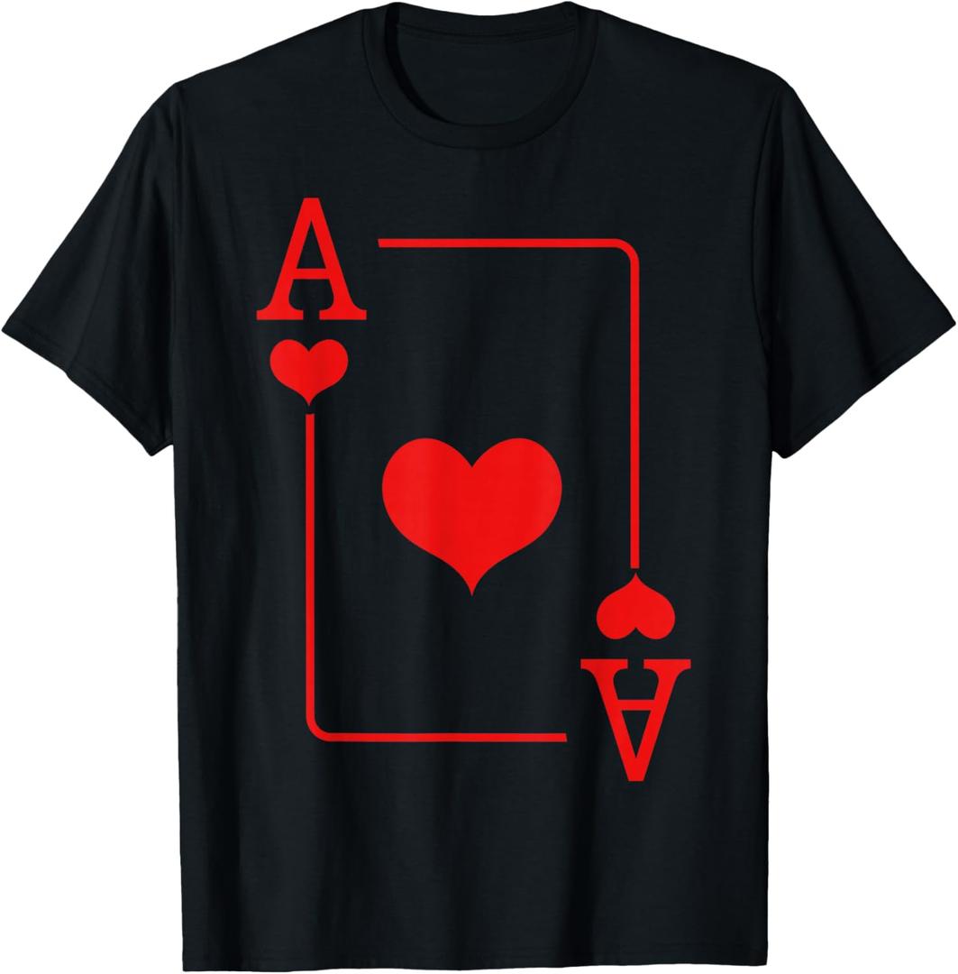 Ace of Hearts Costume Cards Deck Halloween T-Shirt. S Size