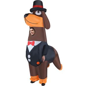 Halloween Inflatable Costume Dachshund Sausage Dog Men Funny Blow up Costumes for Party Holiday Christmas