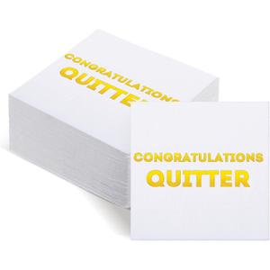 Watersay 100 Pack Congratulations Quitter Cocktail Napkins Farewell Going Away Retirement Party Decorations Supplies Coworkers Leaving Goodbye Military Army Good Luck Moving Celebration