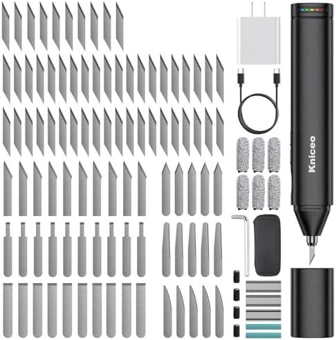 Kniceo Ultrasonic Knife Lite1(No batteries, unable to charge),40W 2-in-1 Ultrasonic Cutter & Sander – Corded Power with 4 Type Blades + Polisher, 5-Speed for 3D Prints, Wood, Plastic | Perfect for Beginner & Pro Makers