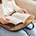 SONGMICS Lap Desk, Bed Tray, Laptop Table with Handle, Cushion, 12.6 x 15.7 x 3.1 Inches, Rustic Brown 