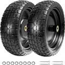 13" Flat Free Tires Compatible with Gorilla Carts,4.00-6 Solid Rubber Wheels with 5/8"Bearings,2.1"Offset Hub for Wagon Tire,Trailer Tire,Wagon Wheel Replacement,13 Trailer Tire Wheel(2-Pack)