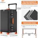 ROPLUS Aluminium Frame Checked- In Luggage with Smooth Jelly Wheels, Hardside Zipperless Rolling Suitcase with TSA Lock (BlackOrange, 28-Inch)