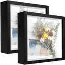 8x8 Black Shadow Box Frame Display Case(2 Packs) with Letter Stickers, Display Case Box for Memorabilia, Baby Items, Wedding Memories, Crafts, Tickets and Photos