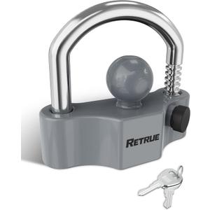 RETRUE Heavy-Duty Universal Widened Coupler Lock Fits 2-5/16 Inch Trailer Ball Locks Hitch Trailer Hitch Lock Adjustable Security Steel Fits 1-7/8 Inch, 2 Inch, 2-5/16 Inch Couplers, Upgraded Gray