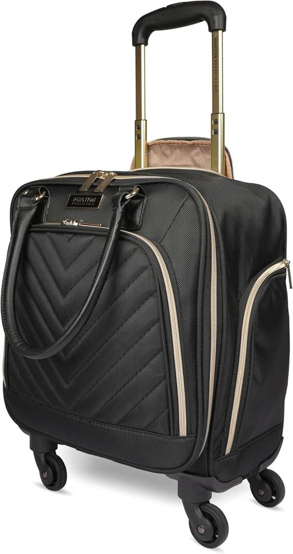 Kenneth Cole REACTION Chelsea Chevron Quilted Luggage, Black, Underseater, 17-Inch Carry On