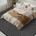 Latte&Fog 9x12 Area Rug for Living Room, Extra Large Black Modern Abstract Washable Rugs, Boho Non Slip Low Pile Carpet for Indoor Bedroom Dining Room, Office, Dorm, Classroom and Farmhouse