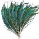 40 pcs Sowder Natural Peacock Feathers 10-15 Inches for Crafts Multicolored DIY Craft Hat and Vase Decoration Wedding Flower Arrangement and Home Decorations Christmas Tree Decoration