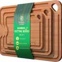 Wood Cutting Boards For Kitchen, Bamboo Cutting Boards With Deep Juice Grooves & Built-In Handles, Charcuterie Board & Chopping Board 2-In-1 Design Wooden Cutting Board New Home Gift ideas for Women (Carbonized Bamboo(Brown))
