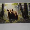 Canvbay Brown Bear Wall Art Canvas Wall Art Wildlife Animal in Forest Paintings Prints Wildflowers Nature Landscape Pictures Poster Gifts for Bear Lover Living Room Bedroom Home Decor 20x35inch