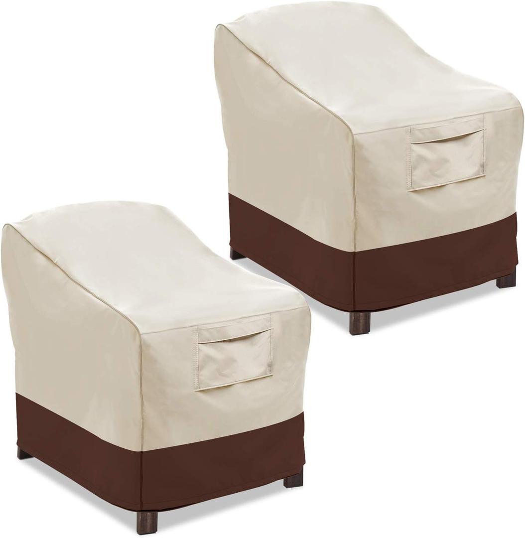 Vailge Patio Chair Covers, Lounge Deep Seat Cover, Heavy Duty and Waterproof Outdoor Lawn Patio Furniture Covers (2 Pack  Large, Beige & Brown)