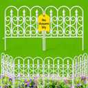 AMAGABELI 5 Panels 32in(H)10ft(L) Decorative Garden Fences and Borders for Dogs No Dig Rustproof Metal Fence Panels Garden Edging Border Animal Barrier Fencing for Flower Beds Yard Patio Decor White