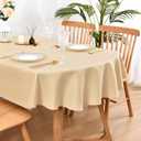 Wolkemer Small Oval Tablecloth 52 x 70 Inch Washable Fabric Table Cloth Solid Beige Table Cover for Dining Wedding Party Banquet Tabletop Decoration