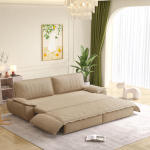 KEIKI 73.2" 3-in-1 Queen Convertible Sofa Bed, Pull Out Sleeper Loveseat for Home Theater & Entertainment Rooms, Modern Corduroy Couch, Indoor Chaise Lounge Chair, Plush Boneless Sofa Feel