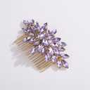Sparkling Rhinestone Hair Comb Teardrop Rhinestone Wedding Headpiece Handmade Crystal Hair Side Comb Bridal Hair Accessory for Women (light purple)