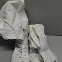 ANUFER Girls Women Fashion Canvas Knee Boots Pure Black Zip Dance Boots (6.5, White-Flat)