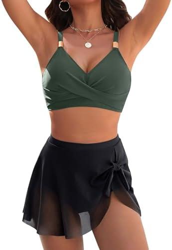 Blooming Jelly Womens High Waisted Bikini Set Gold Metal Two Piece Swimsuits Tummy Control Tie Knot 2025 Bathing Suits, Size XL
