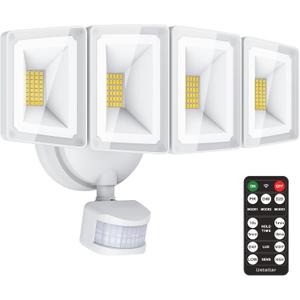 USTELLAR 100W 10000LM LED Security Lights Motion Sensor Outdoor, Remote Control 4 Heads LED Flood Light Outdoor, 5000K Daylight, IP65 Waterproof, Bright Motion Detected Light Outside Yard2 Pack
