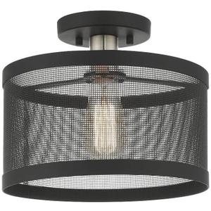 Livex Lighting 1 Light Black Semi Flush Mount (Black W/ Brushed Nickel Accents), Size: 11"L x 11"W x 9"H