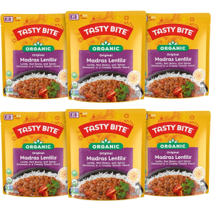 Tasty Bite Organic Madras Lentils, 10 Ounce, Pack of 6, Ready to Eat, Microwavable Entree, Vegetarian, Best By: 08/31/2026