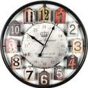 Large Wall Clock Separate Retro Dial Decorative Silent Non Ticking 20 Inch Big Vintage Farmhouse Clocks for Living Room,Black Metal Frame