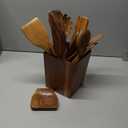 Vasilek Wooden Utensil Set XXL  13 Piece Acacia Wood Cooking Tools with Square Holder for Nonstick Cookware with Holder & Spoon Rest  Wooden Spoons for Cooking, Spatula, Spurtle