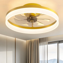 PUSU 15.8" Low Profile LED Ceiling Fans with Light, Reversible Flush Mount with Remote and 6 Winds Speeds Fan Lighting, 3 Colors Dimmable for Bedroom, Garage, Kids, Dinning Room, Kitchen (Gold)