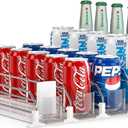 Soda Can Dispenser for Refrigerator,Self-Pushing Drink Organizer for Fridge, Width Adjustable Fridge Organization, Beer Pop Can Water Bottle Drink Dispenser for Fridge (15.1"D) White (5 Row, White)