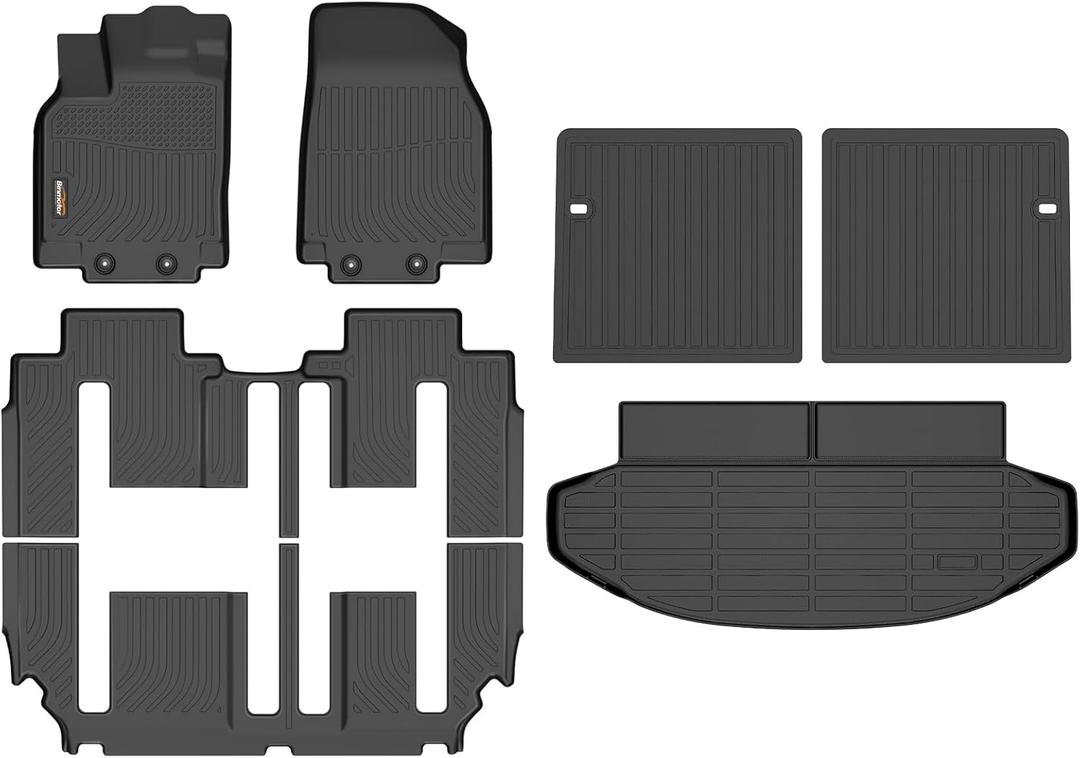 Binmotor-Floor Mats and Cargo Liner Seatback Cargo for Mazda cx-9 2007-2015, All Weather Car Waterproof TPE Car Mats for cx9 Accessories-Black