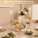 Gold Hurricane Candle Holders: Fluted Tall Candlestick Holders for Wedding Brass Taper Candle Holder Modern Candle Sticks Holder Decor for Table Centerpiece Christmas Party Home Set of 3