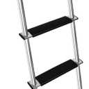 62" RV Bunk Ladder, 4 Step Integrated Aluminum Camper Bunk Bed Ladder with Anti-Slip Rubber Foot Pads, Sliver