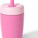 Fimibuke Kids & Toddler Cups Spill Proof, 12 OZ Insulated Sippy Cups for Toddlers Boys Girls, BPA-Free Toddler Straw Tumbler, Stainless Steel Kids Water Bottle with Twist Lids & Silicone Straw (Pink)