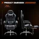 DUMOS Gaming Office Desk Chair with Footrest and Headrest for Adults, PU Leather Ergonomic Video Computer Chair with Linkage Armrests, Height Adjustable 360 Swivel Recling Chair, New Grey