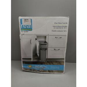 Knape & Vogt RS-PSW9-1-20-P 17 in. H x 8 in. W x D Steel in-Cabinet 20 Qt. Single Platinum Pull Out Trash Can