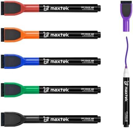 maxtek Dry Erase Markers - 6 Count Colorful Magnetic Dry Erase Markers Fine Tip with Eraser, Low Odor Whiteboard Markers for Calendar Boards
