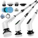 Electric Spin Scrubber, Cordless Cleaning Brush with 8 Replaceable Brush Heads, Shower Scrubber with Adjustable Extension Handle, Waterproof Power Scrubber for Bathroom Tile Floor Tub Car Walls