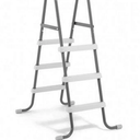 Above Ground Pool Ladder for 48 Inch Pools, 3-Step Double Sided Pool Stairs with Flip Up Safety Design, White/Gray