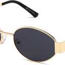 Trendy Oval Sunglasses for Women, Stylish UV400 Sun Glasses, Fashion Accessories  Perfect Mothers Day Gifts Idea (Gold/Grey)