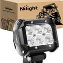 Nilight Led Pods 18W 1260LM Flood Off Road Driving Fog Light Bar Work Lighting for Truck Tractor Pickup Boat SUV ATV UTV 4WD Car 4x4 Van Camper Motorcycle Dirt Bike Golf Cart 12V 24V (1PC Flood White)