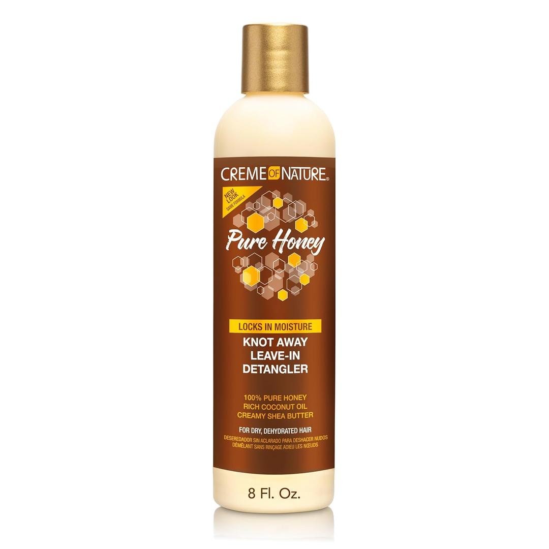 Creme of Nature Pure Honey Knot Away Leave-In Detangler, Instantly Detangles & Improves Manageability, With Coconut Oil & Shea Butter, For Dry, Dehydrated Hair, 8 oz