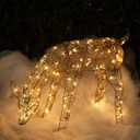 Alpine Corporation Grazing Rattan Reindeer Decoration with Warm White Lights, Christmas Decoration (29" H - Doe w/ LEDs)
