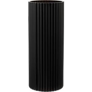 Black Glass Vase for Flowers, Ribbed Glass Vase for Tulips, Black Modern Vases, Tall Cylinder Glass Vases for Living Room, Bedroom, Dining Table, Office, Wedding, Bookshelf, 10 Inches