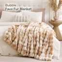 Smoofy Faux Fur Throw Blanket for Couch - Tie-dye Camel Soft Cozy Bubble Blanket, Beige Fluffy Plush Fuzzy Throw for Sofa & Bed, Thick Lightweight Warm Blanket, Luxury Aesthetic Gift for Women 50x60